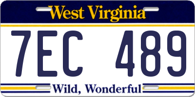 WV license plate 7EC489