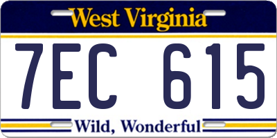 WV license plate 7EC615