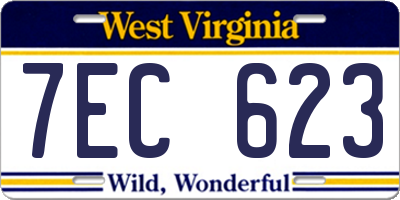 WV license plate 7EC623