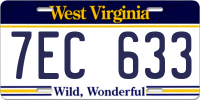 WV license plate 7EC633