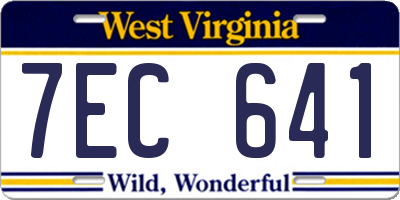 WV license plate 7EC641