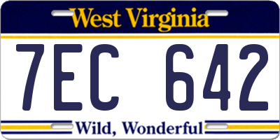 WV license plate 7EC642
