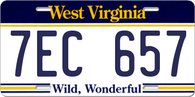 WV license plate 7EC657