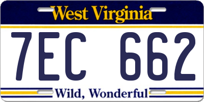 WV license plate 7EC662