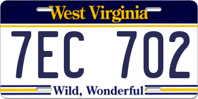 WV license plate 7EC702