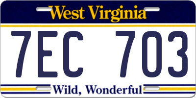 WV license plate 7EC703