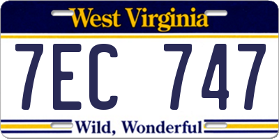 WV license plate 7EC747