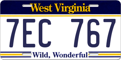 WV license plate 7EC767