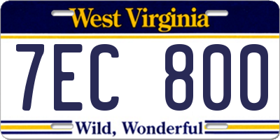 WV license plate 7EC800