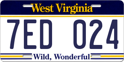 WV license plate 7ED024