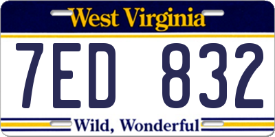 WV license plate 7ED832
