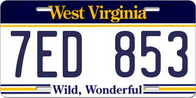WV license plate 7ED853