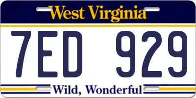 WV license plate 7ED929