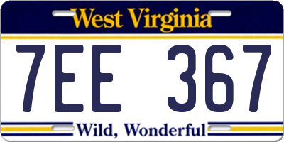 WV license plate 7EE367