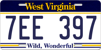 WV license plate 7EE397