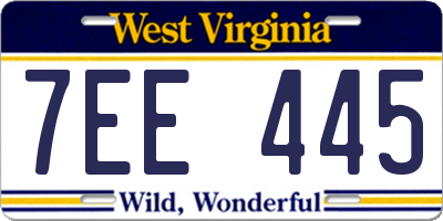 WV license plate 7EE445