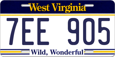 WV license plate 7EE905