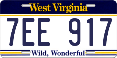WV license plate 7EE917
