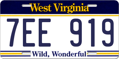 WV license plate 7EE919