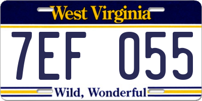 WV license plate 7EF055