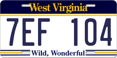 WV license plate 7EF104