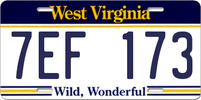 WV license plate 7EF173