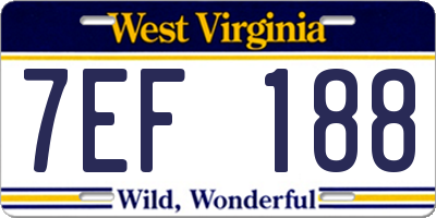 WV license plate 7EF188