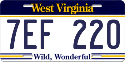 WV license plate 7EF220