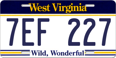 WV license plate 7EF227
