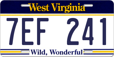 WV license plate 7EF241