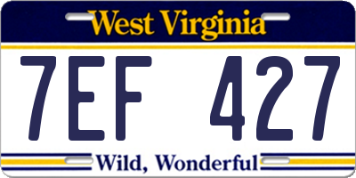 WV license plate 7EF427