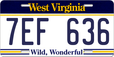 WV license plate 7EF636