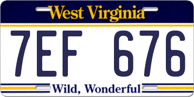 WV license plate 7EF676