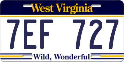 WV license plate 7EF727