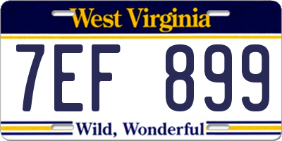 WV license plate 7EF899