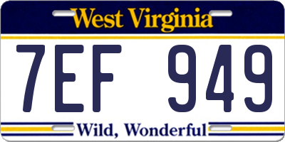 WV license plate 7EF949