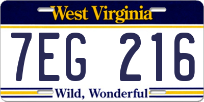 WV license plate 7EG216