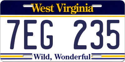 WV license plate 7EG235