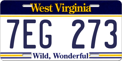 WV license plate 7EG273