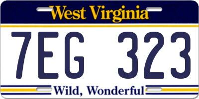 WV license plate 7EG323