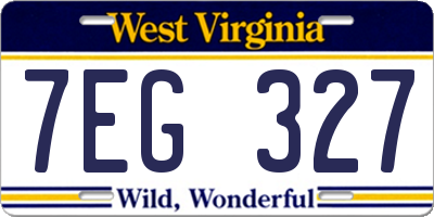 WV license plate 7EG327