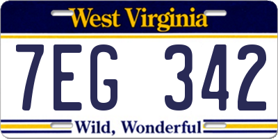 WV license plate 7EG342
