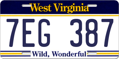 WV license plate 7EG387