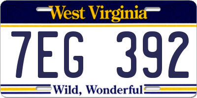 WV license plate 7EG392