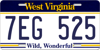 WV license plate 7EG525