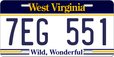 WV license plate 7EG551