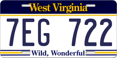 WV license plate 7EG722