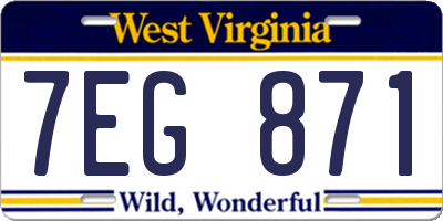 WV license plate 7EG871