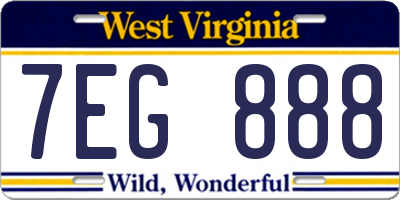 WV license plate 7EG888