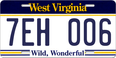 WV license plate 7EH006